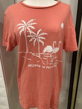 Altru Coral 100% Cotton Vintage Logo Tee Welcome To Paradise